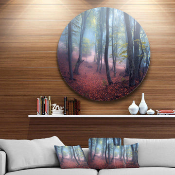 Mysterious Fairytale Green Wood - Landscape Photography Circle Metal Wall Decor
